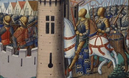 Les Bourguignons entrent dans Paris - par Martial d'Auvergne- enluminure issue de l'ouvrage Vigiles de Charles VII-- Paris - XVe sicle